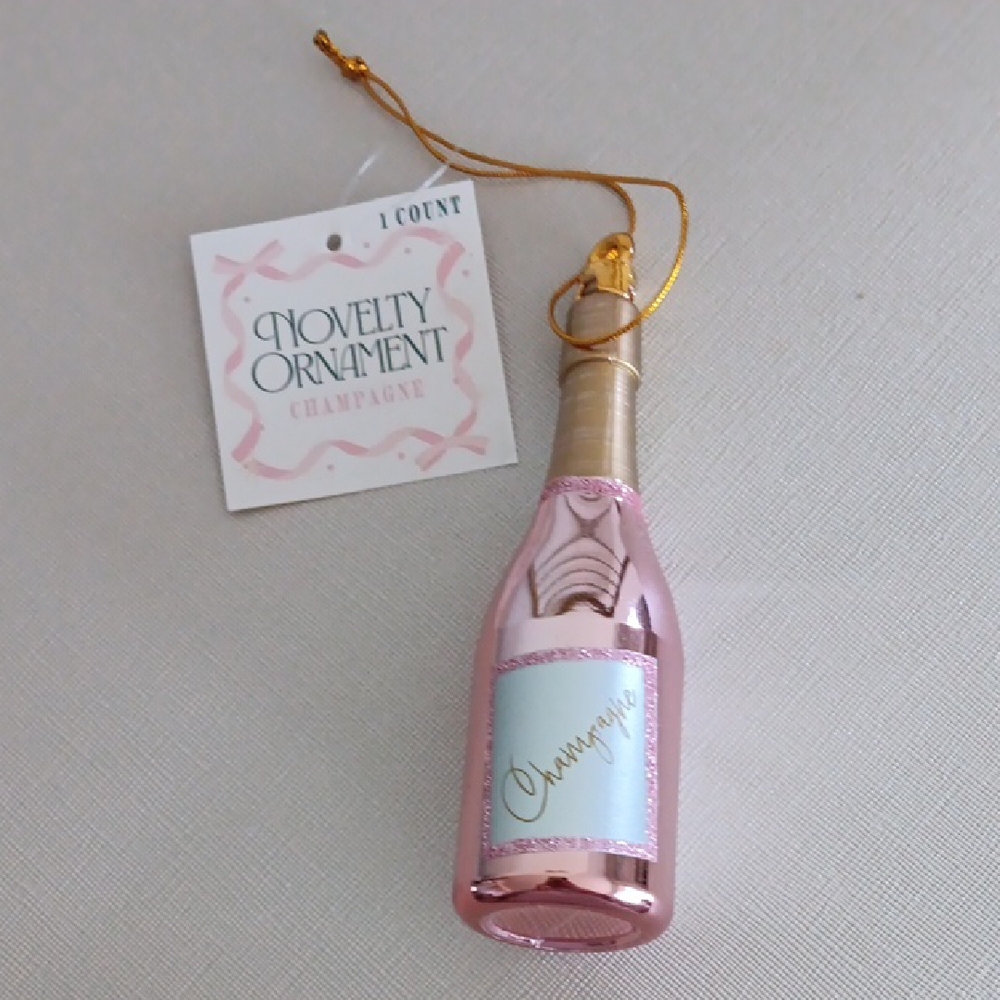 Viral Pink Champagne Bottle Ornament